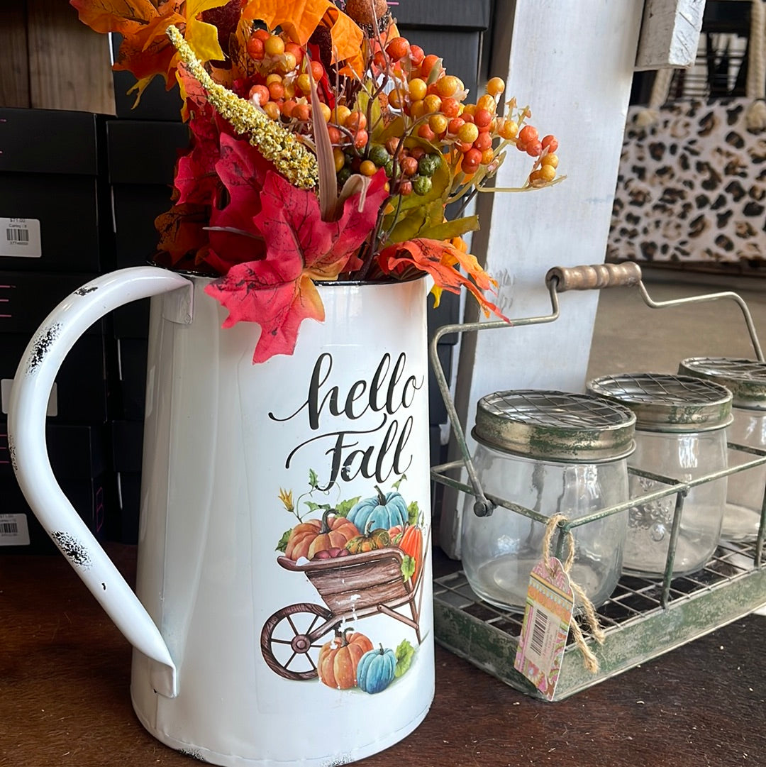 Fall pitcher with flowers