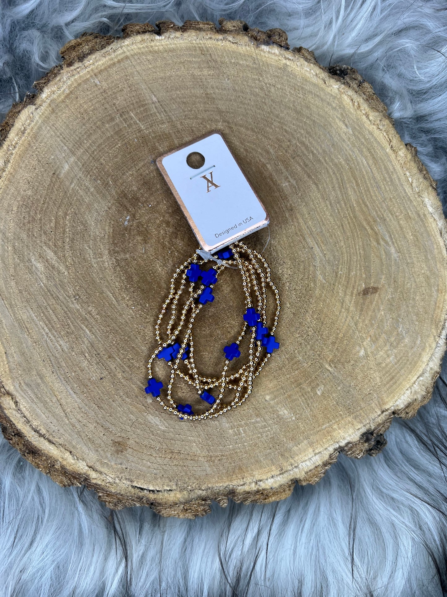 Beaded Gold Cross Bracelet