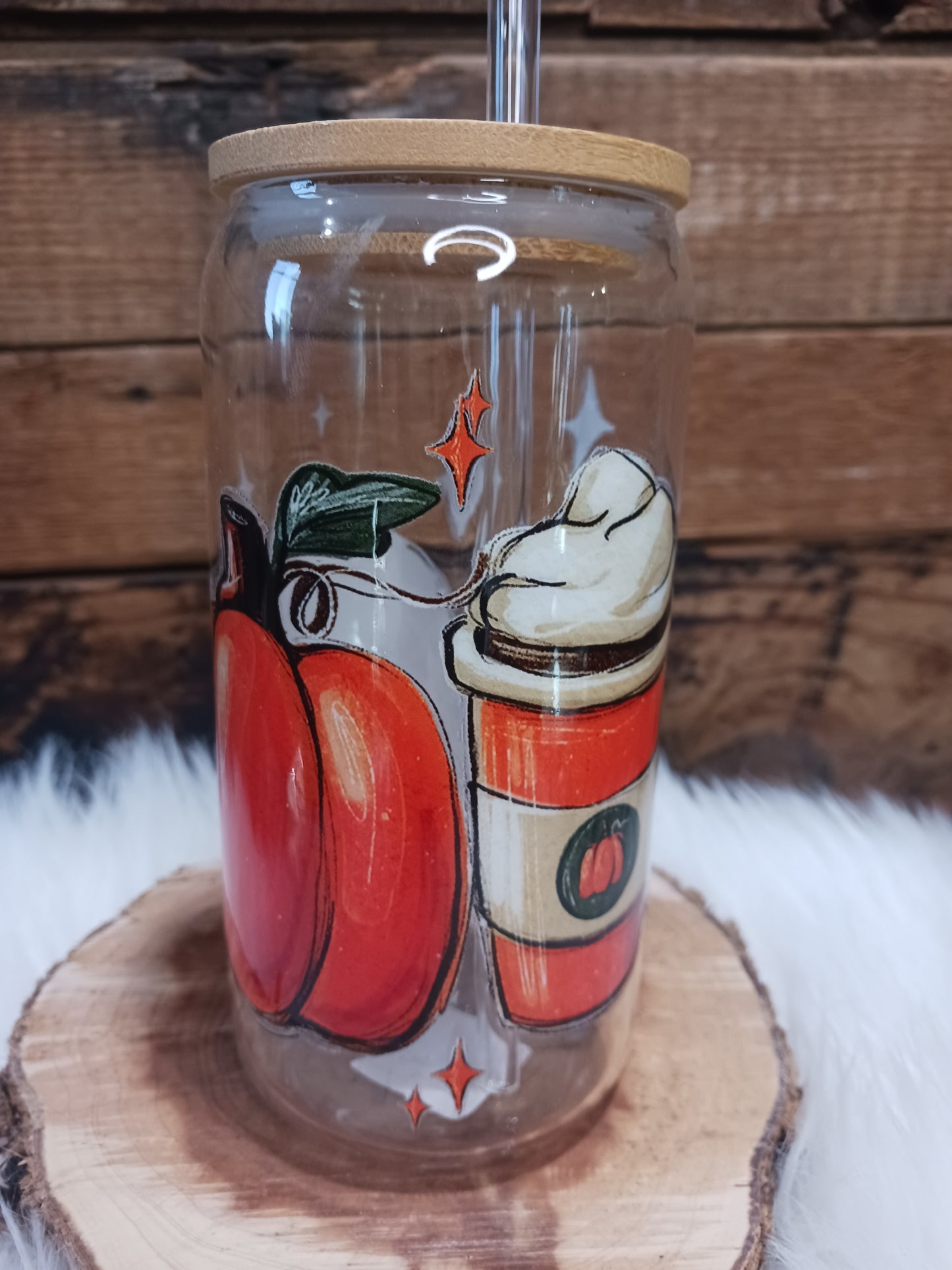 Glass Tumber w/ straw