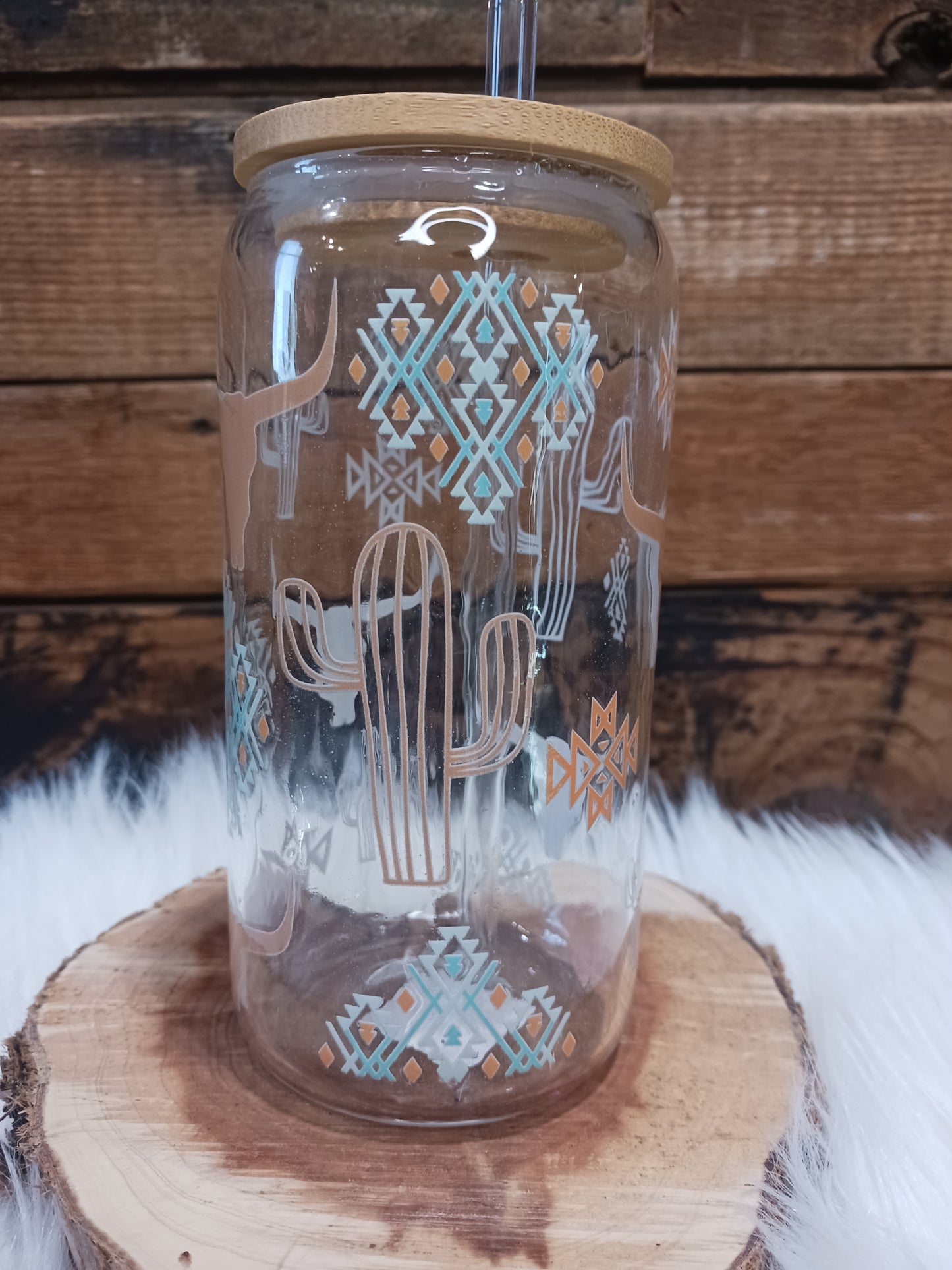 Glass Tumber w/ straw