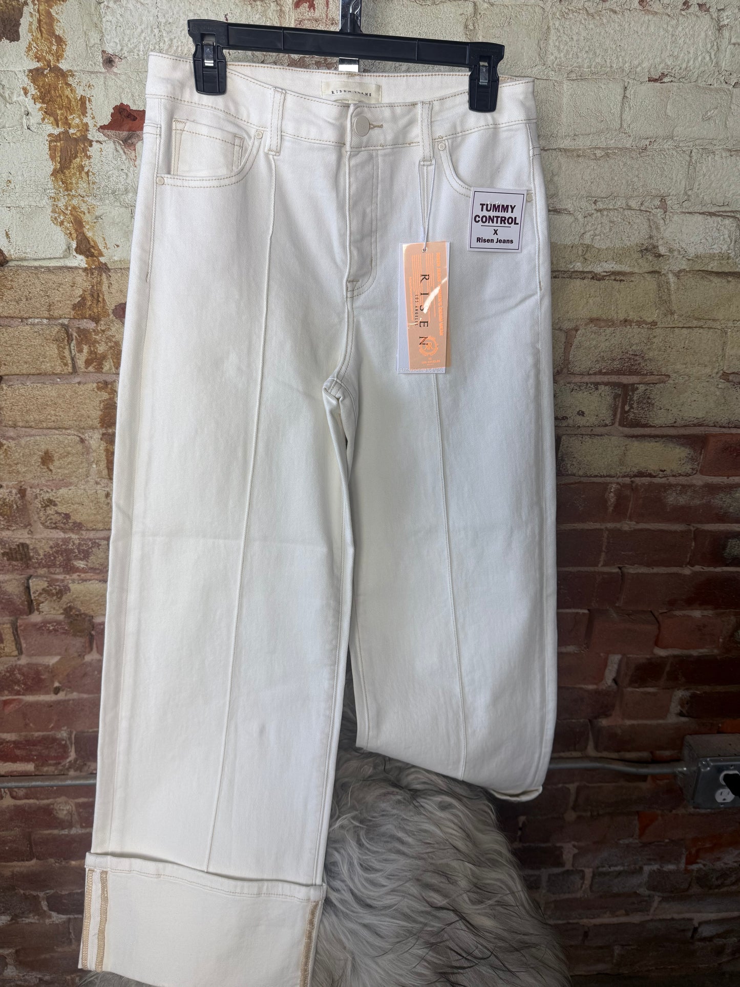White High Rise Cuffed Jean