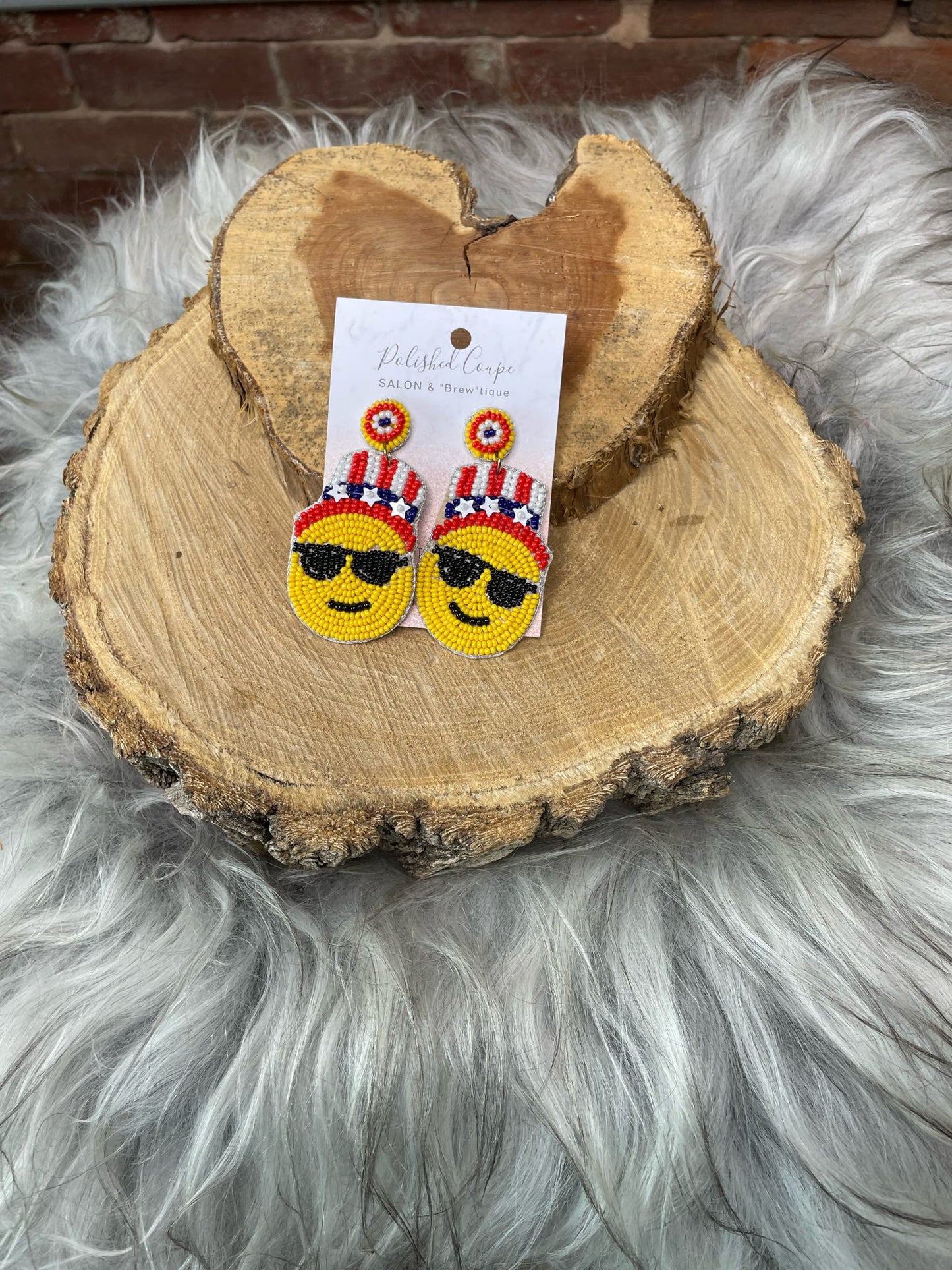 Smiley Face 4th Of July Earrings