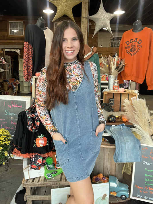 Denim Overall Short Dress