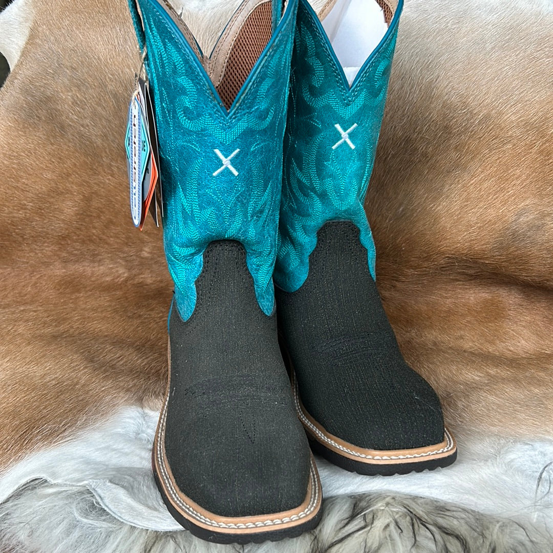 Women's Charcoal/ Turquoise steel toe boot