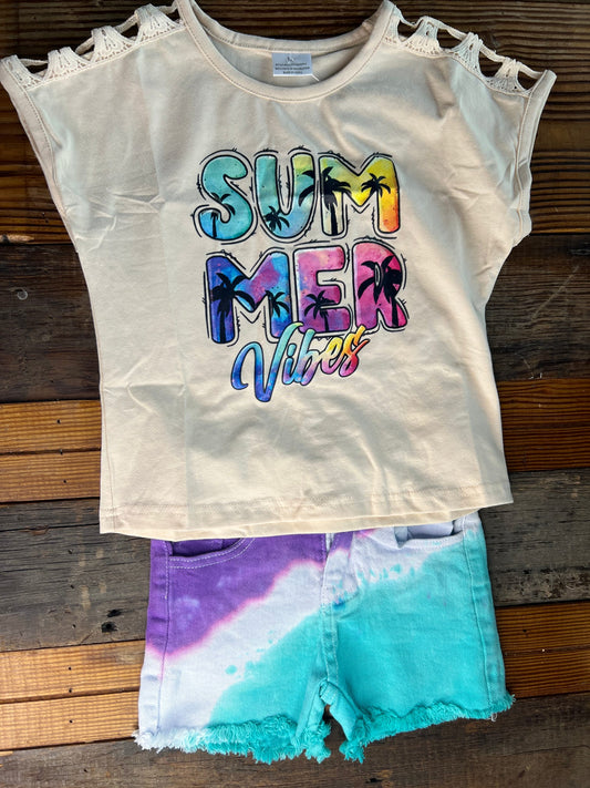 Summer Vibes Shirt w/ Denim Shorts