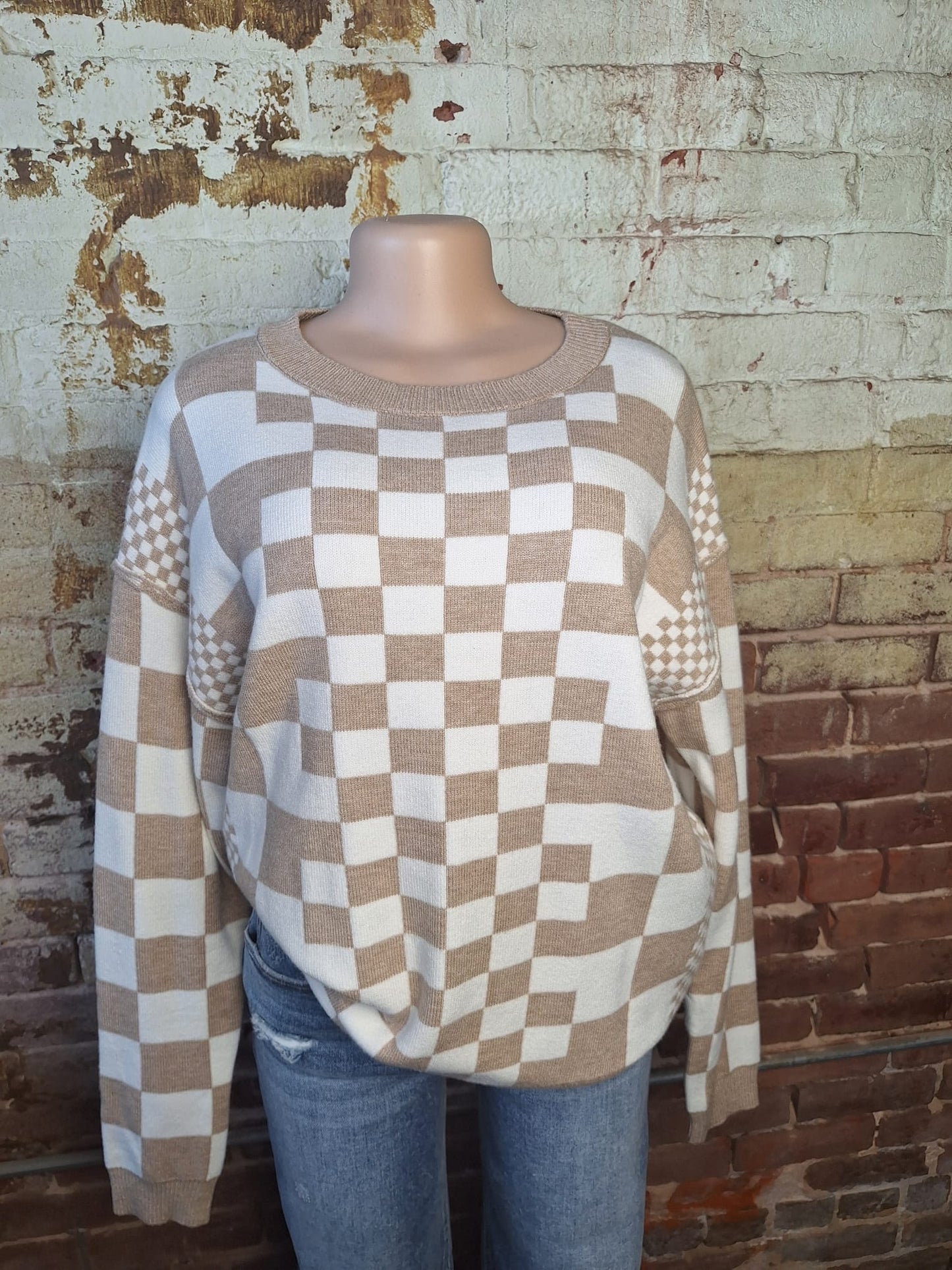 Teddy Check Sweater