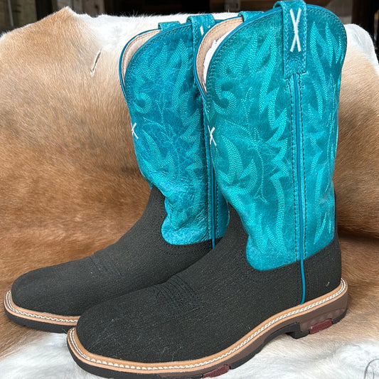 Women's Charcoal/ Turquoise steel toe boot