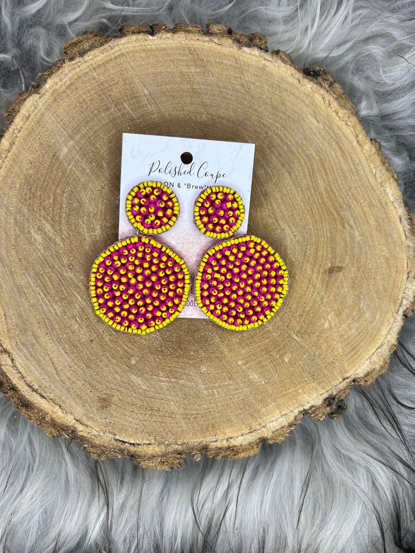 Pink & Yellow Beaded Earring