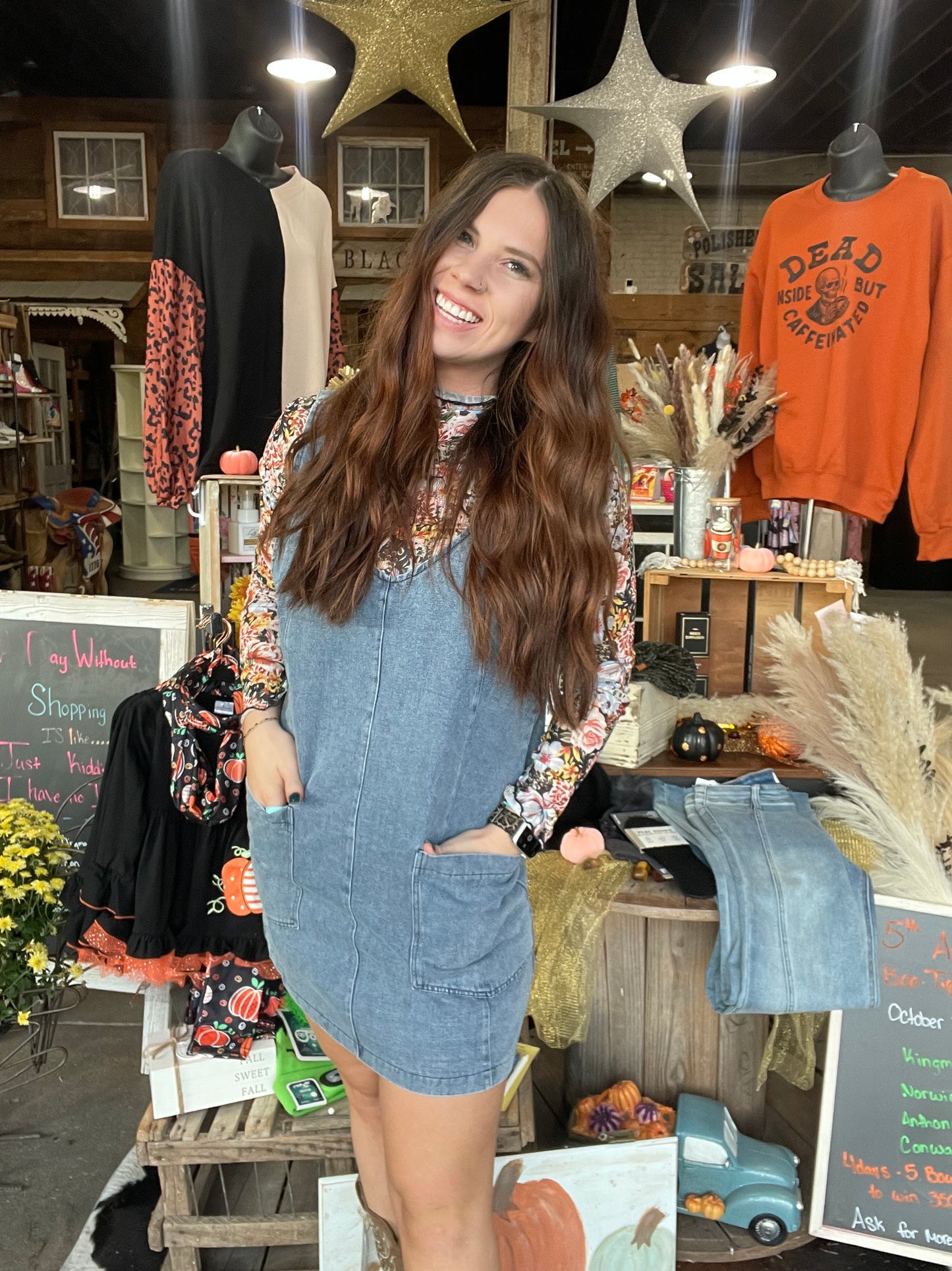 Denim Overall Short Dress