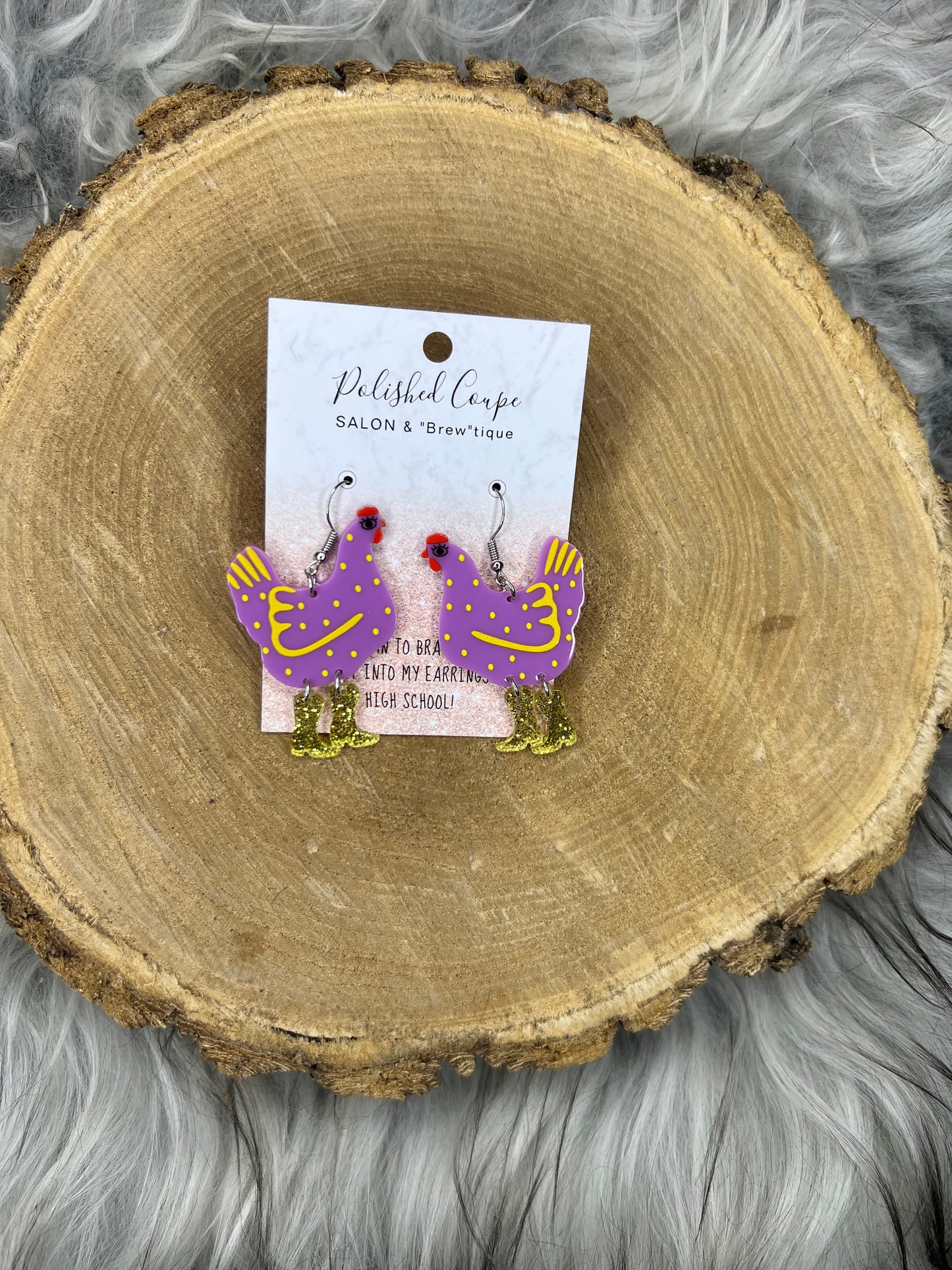 Glitter Boot Chicken Earrings