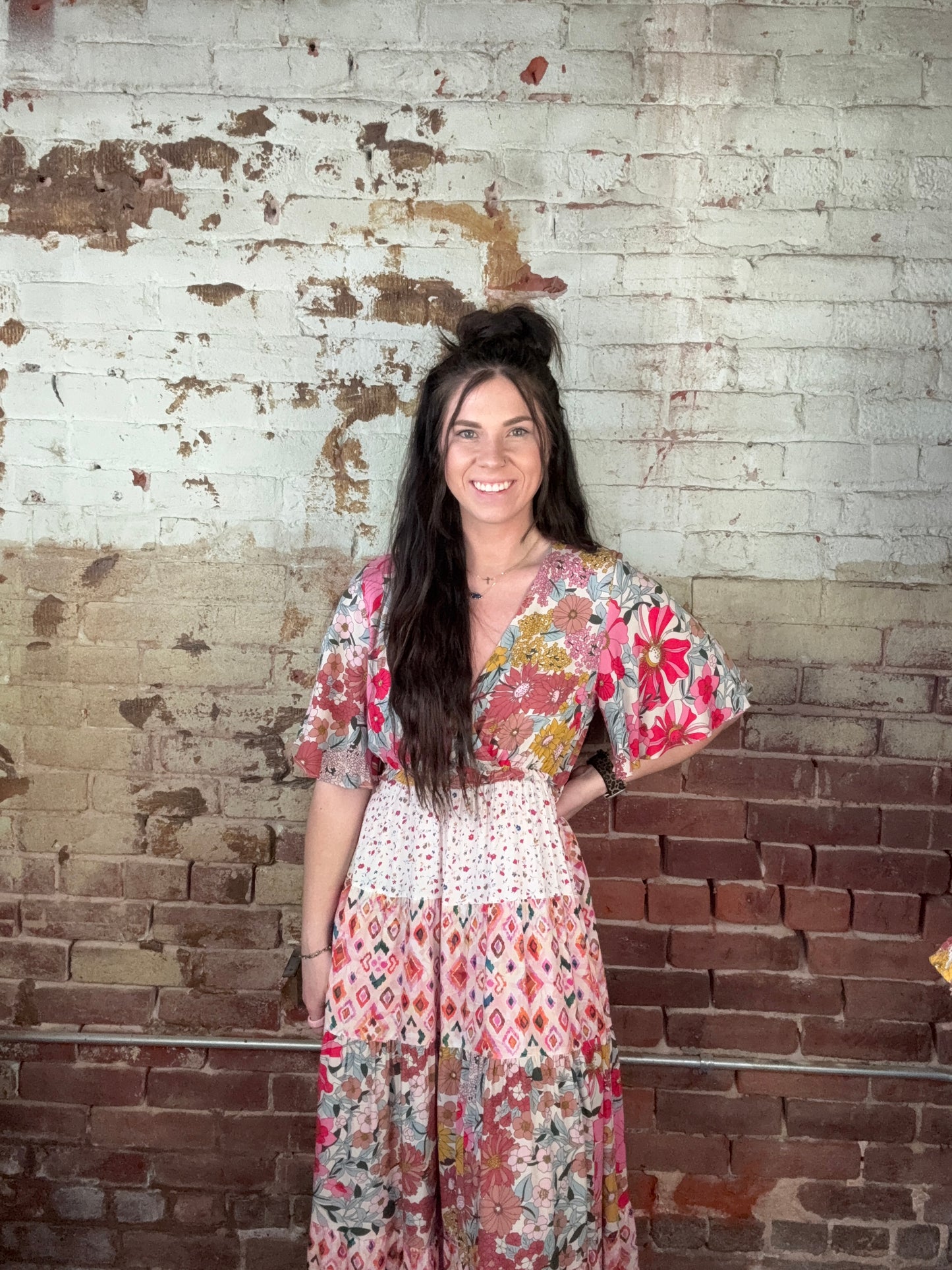 Floral Print Mix & Match Midi Dress