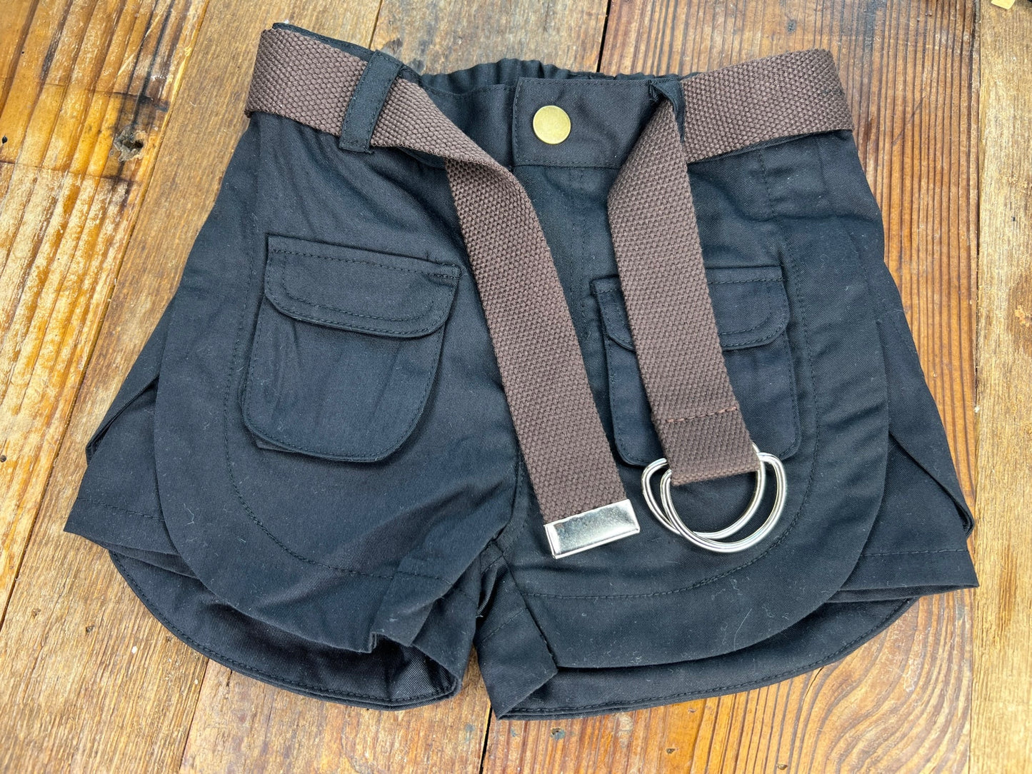 Black Cargo Shorts w/ Brown Belt