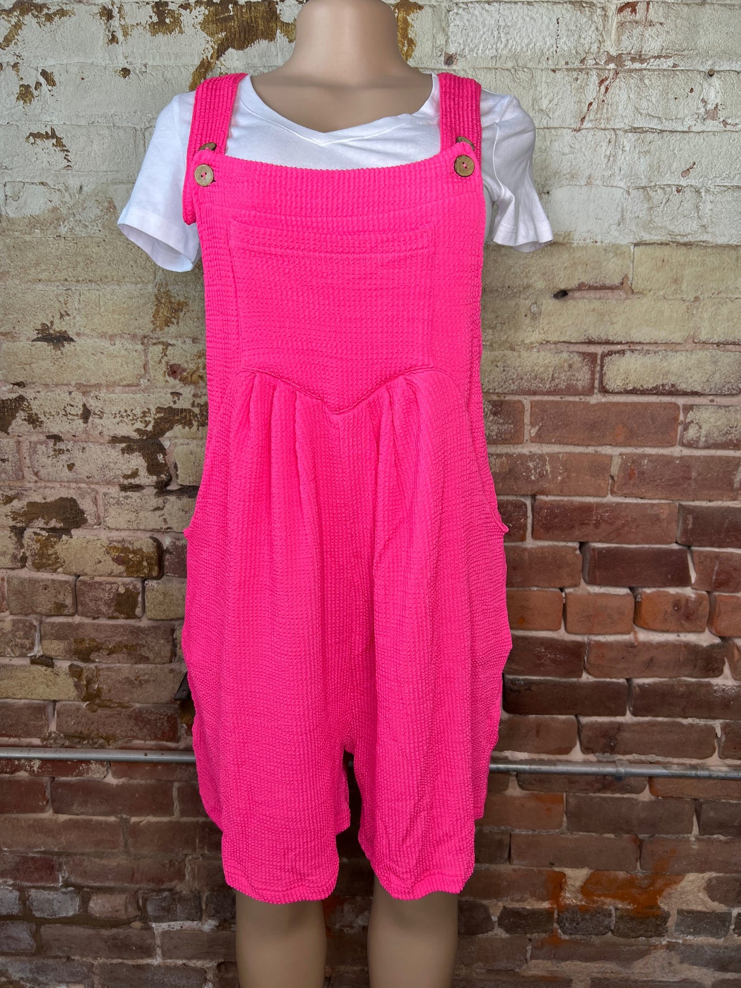 Fuchsia Textured Overalls