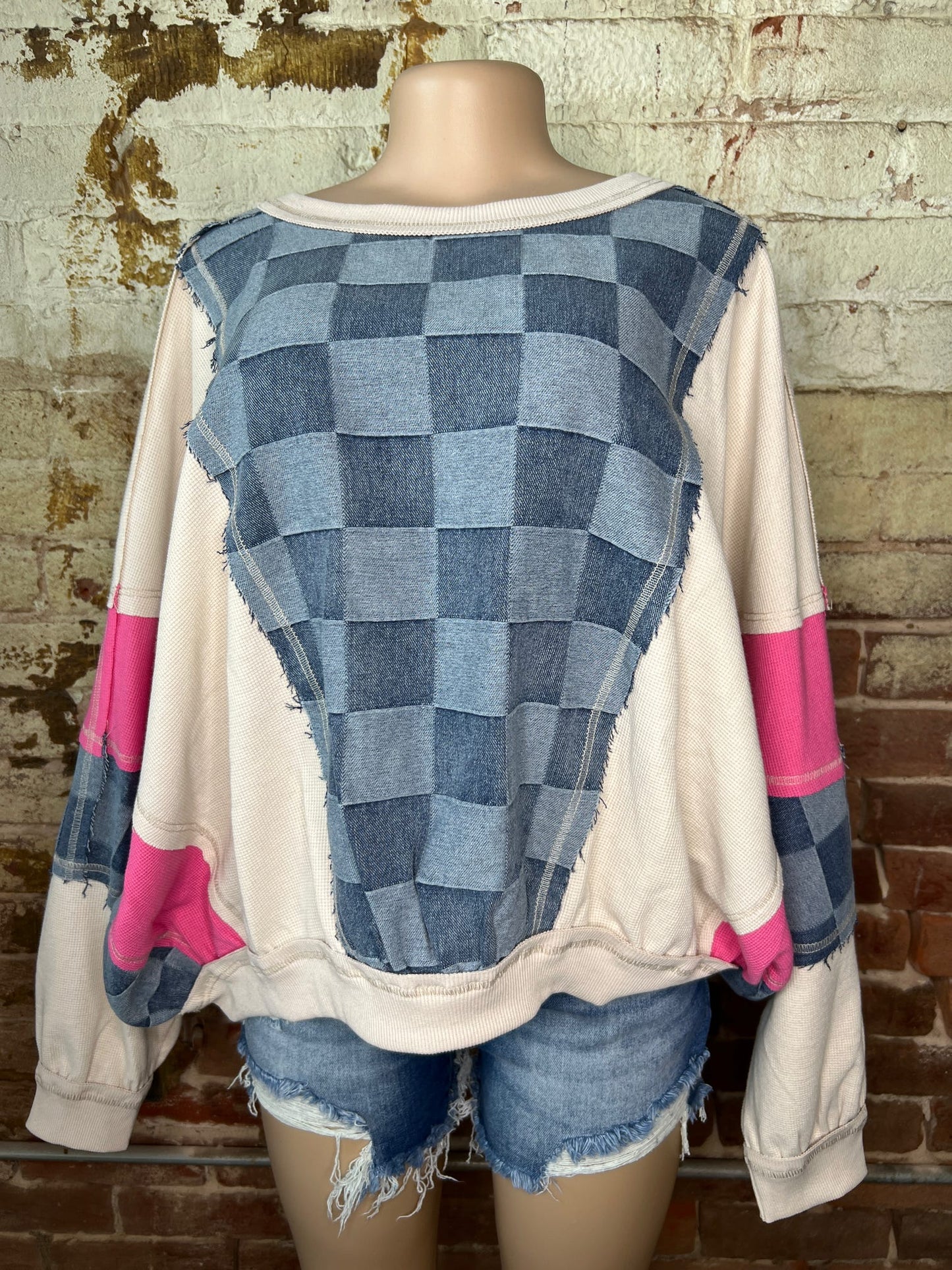 Checkered Denim Top