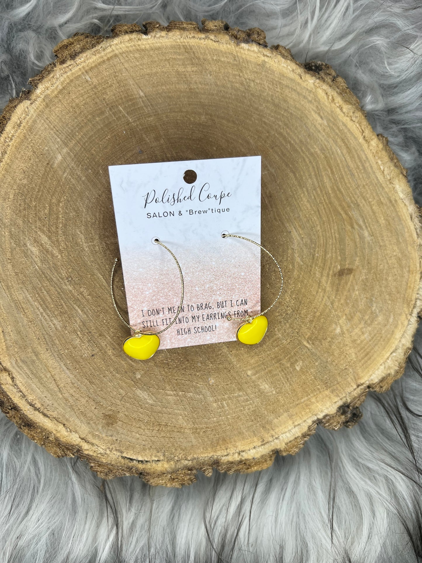 Yellow Heart Gold Hoop