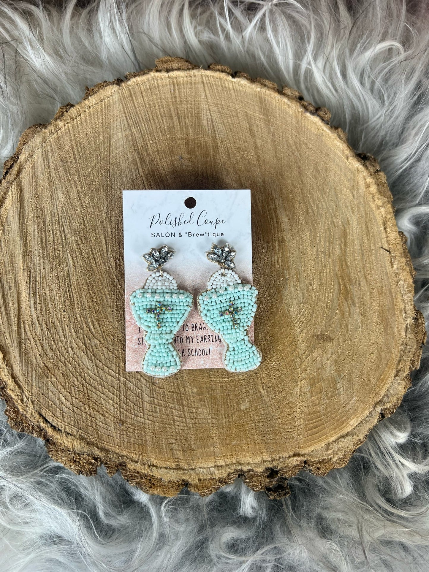 Beaded Cross Earring
