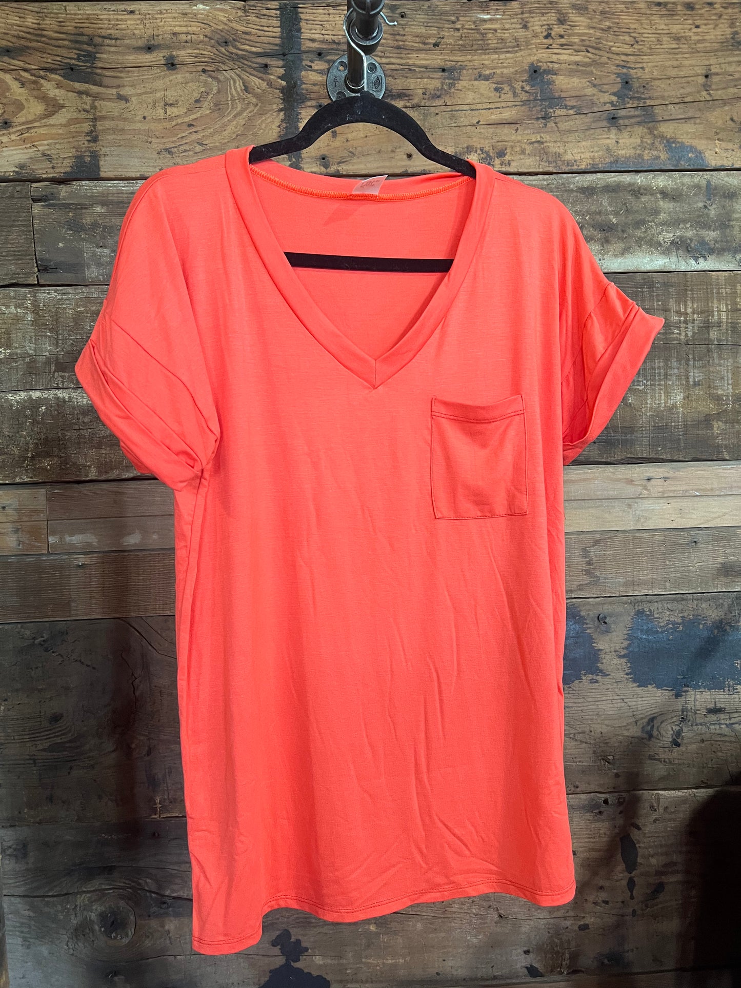 V-Neck Basic Tee W/Pocket