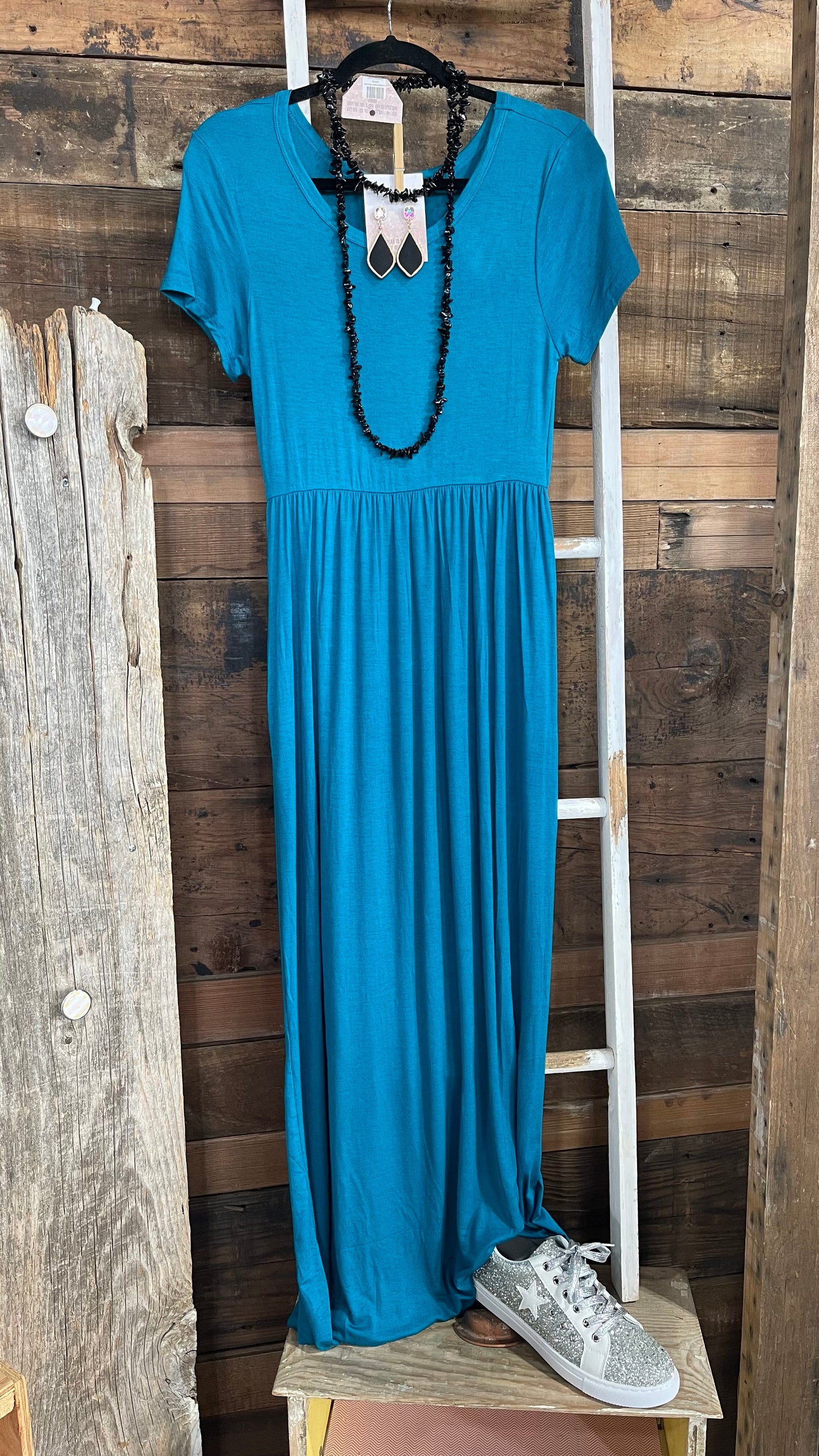 Teal Short Sleeve Maxi