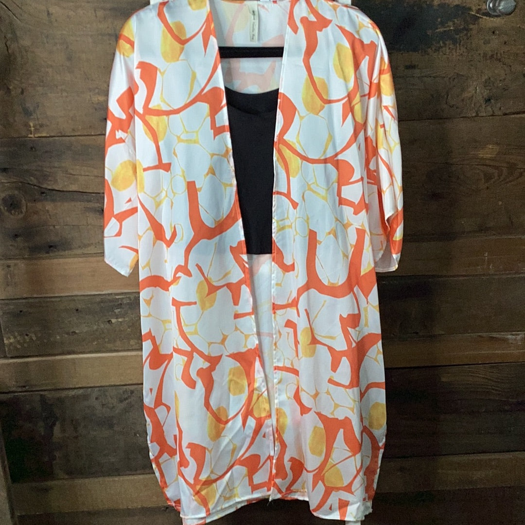 Satin Print Kimono