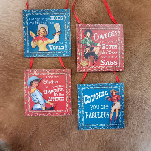 Retro Cowgirl Ornament