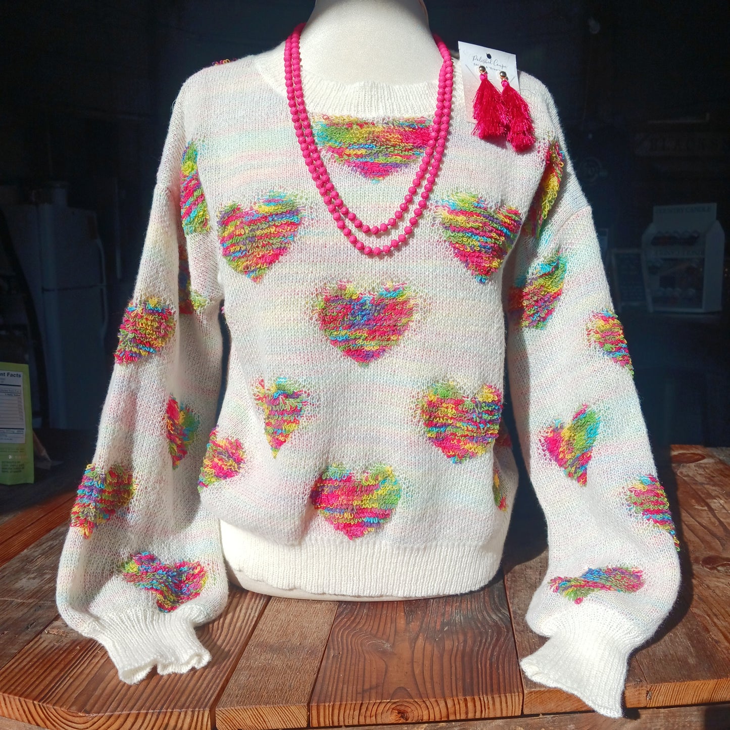 Colorful Heart Valentine' Day Sweater