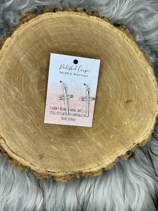 Silver Cross Earrings
