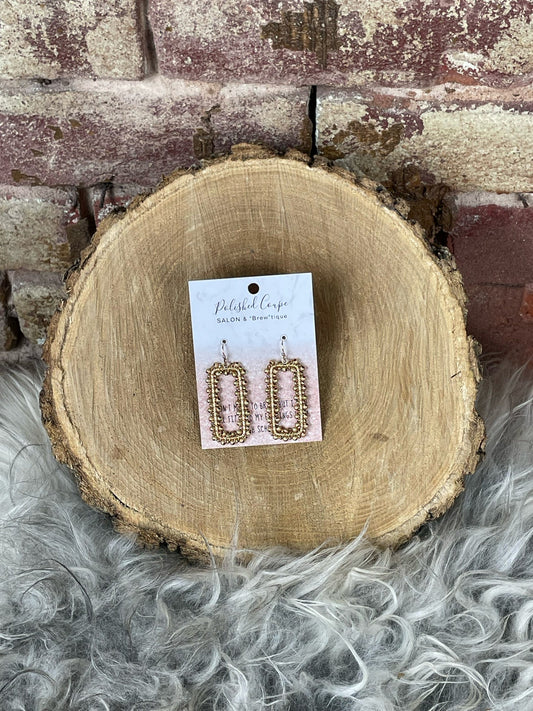 Rectangular Gold Beaded Earring
