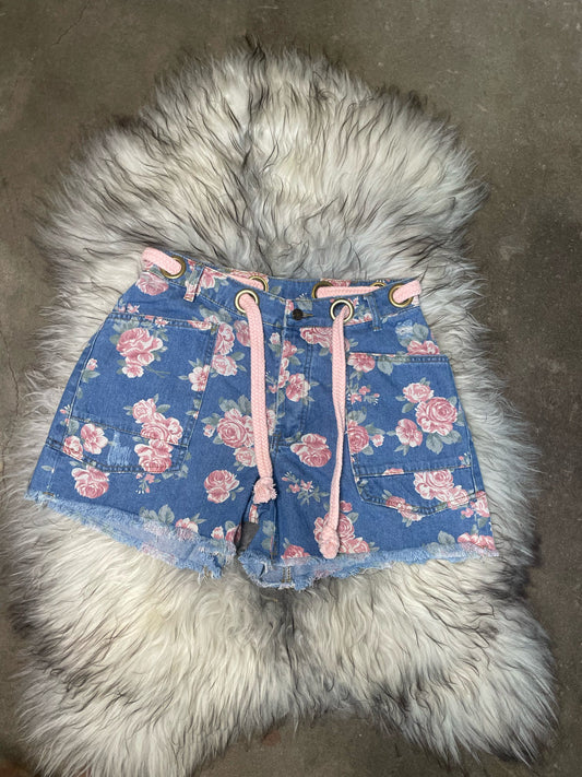 Floral Denim Shorts