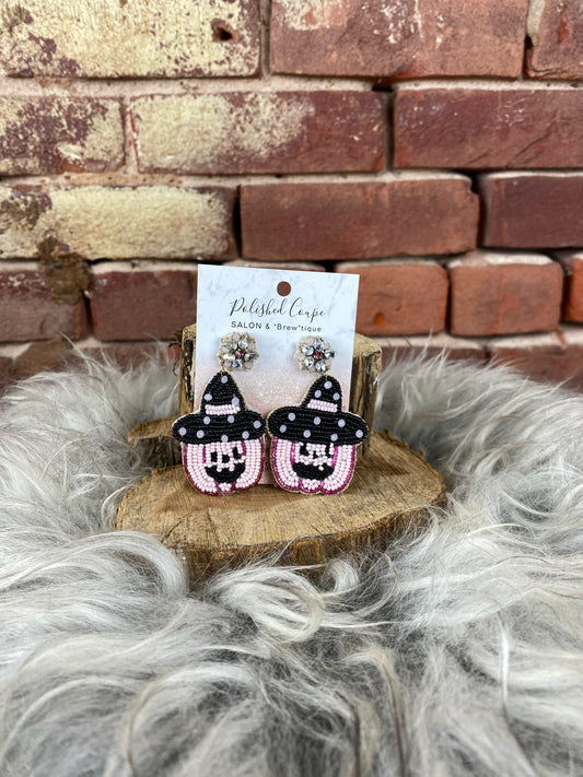 Pink Pumpkin Beaded Earrings