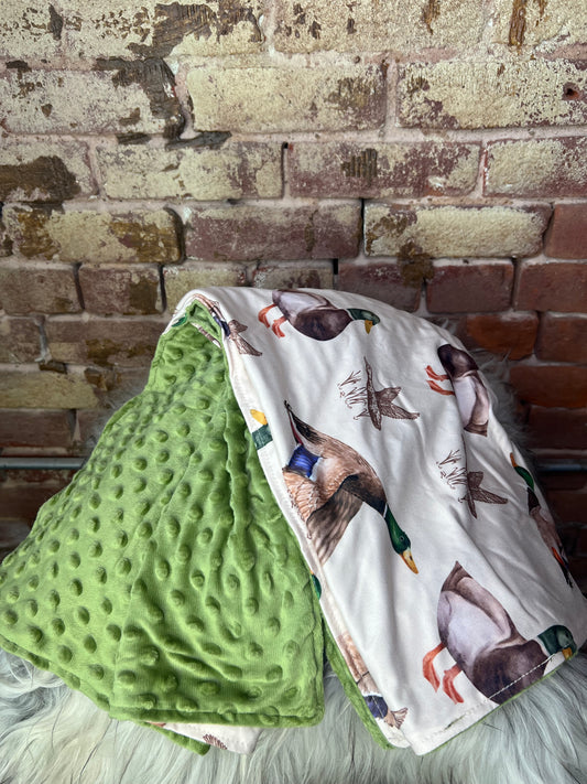 Olive Minky Duck Blanket