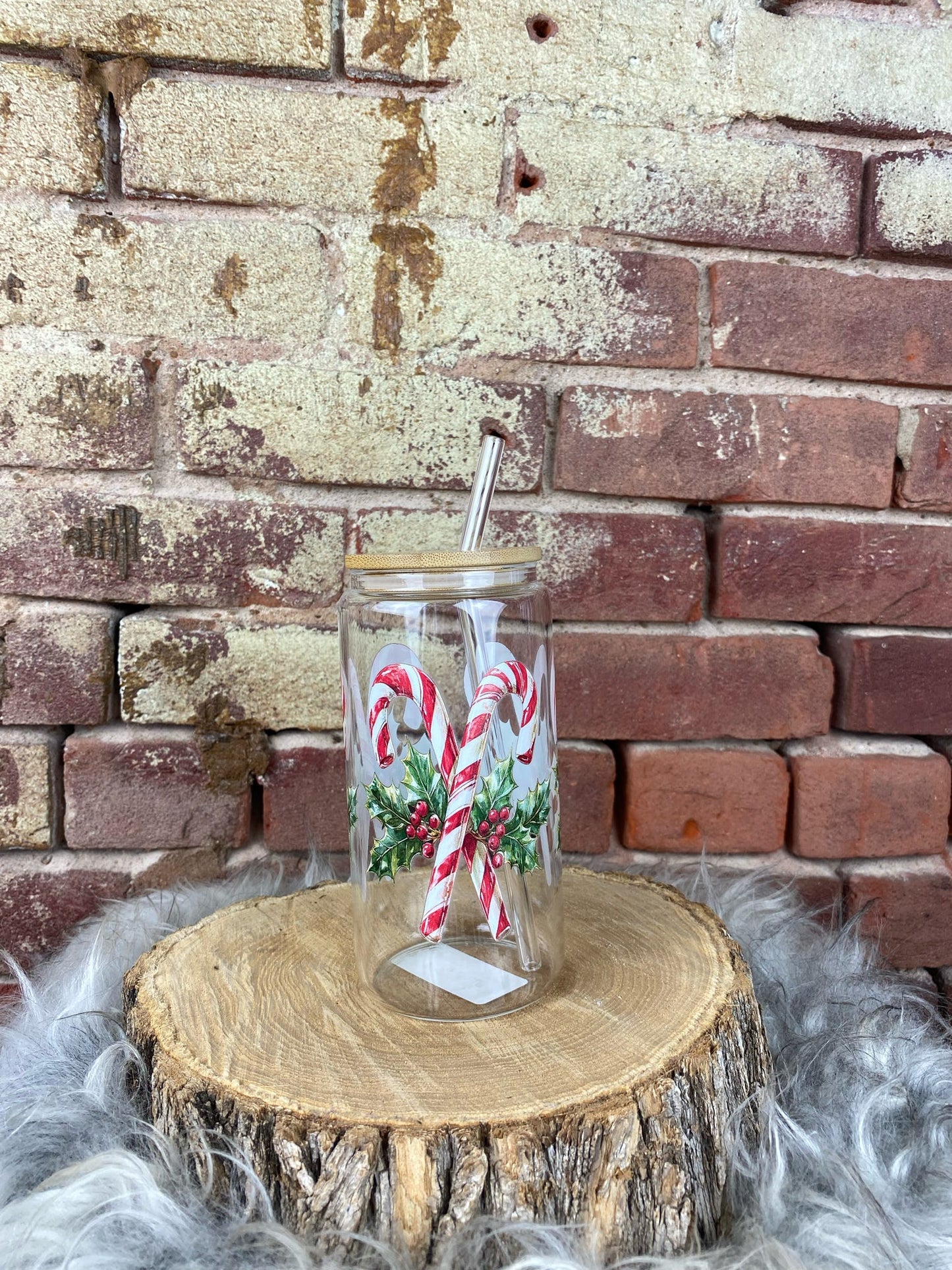 Candy Cane Glass Tumbler