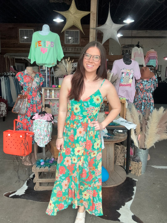 Green Floral Maxi Dress