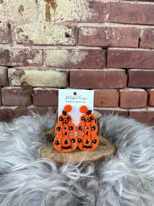 Beaded Pumpkin Earrings