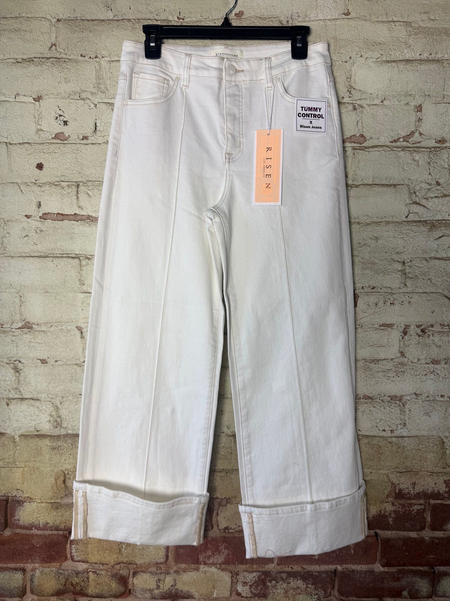 White High Rise Cuffed Jean