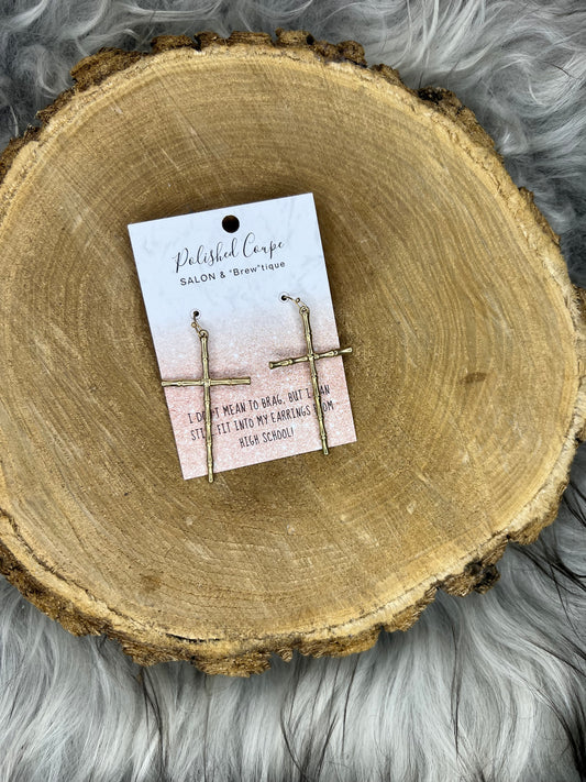 Gold Cross Earrings