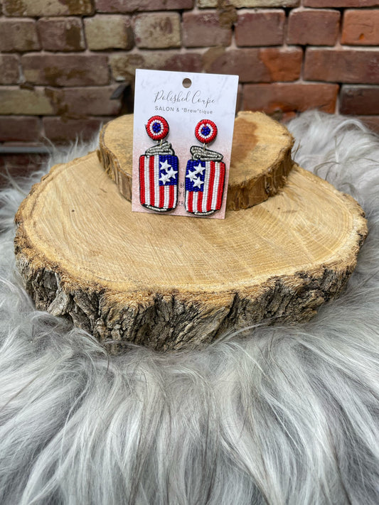 Beaded Flag Earrings