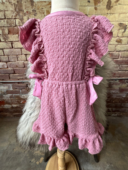 Pink Cable Knit Romper