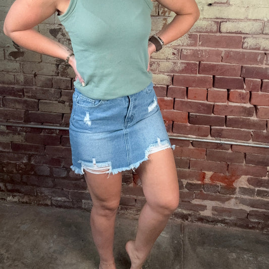 Raw Hem Mini Skirt