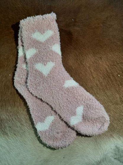 Fuzzy Heart Socks