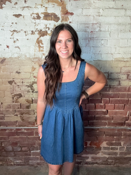 Bowknot Denim Dress