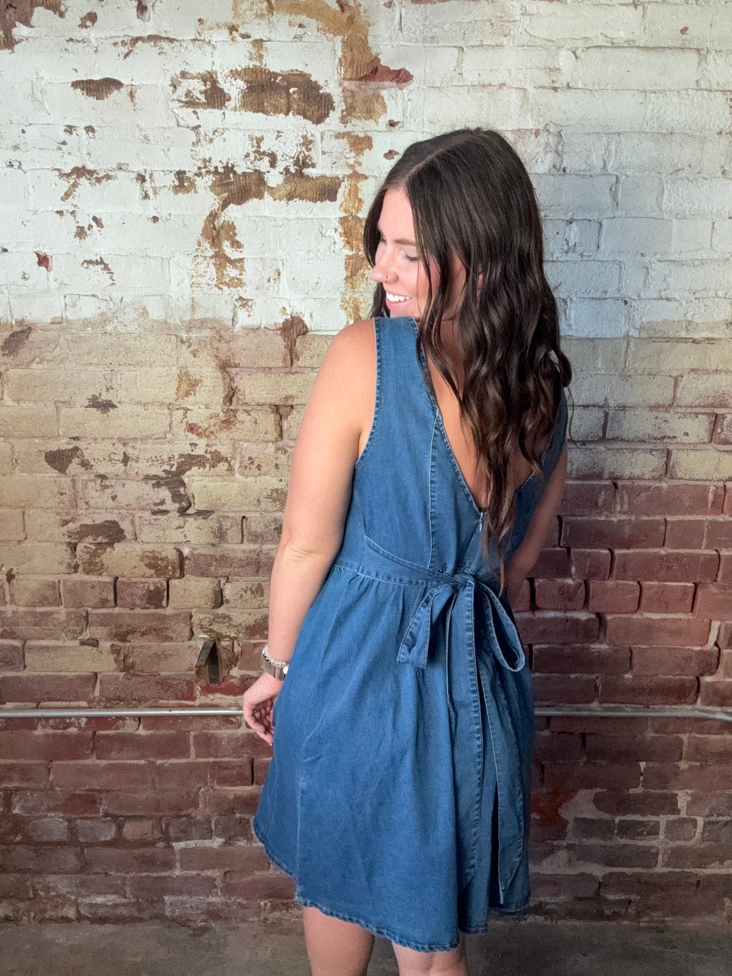 Bowknot Denim Dress