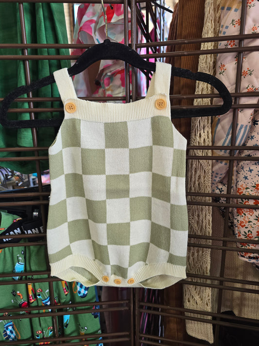 Checkered knit onsie
