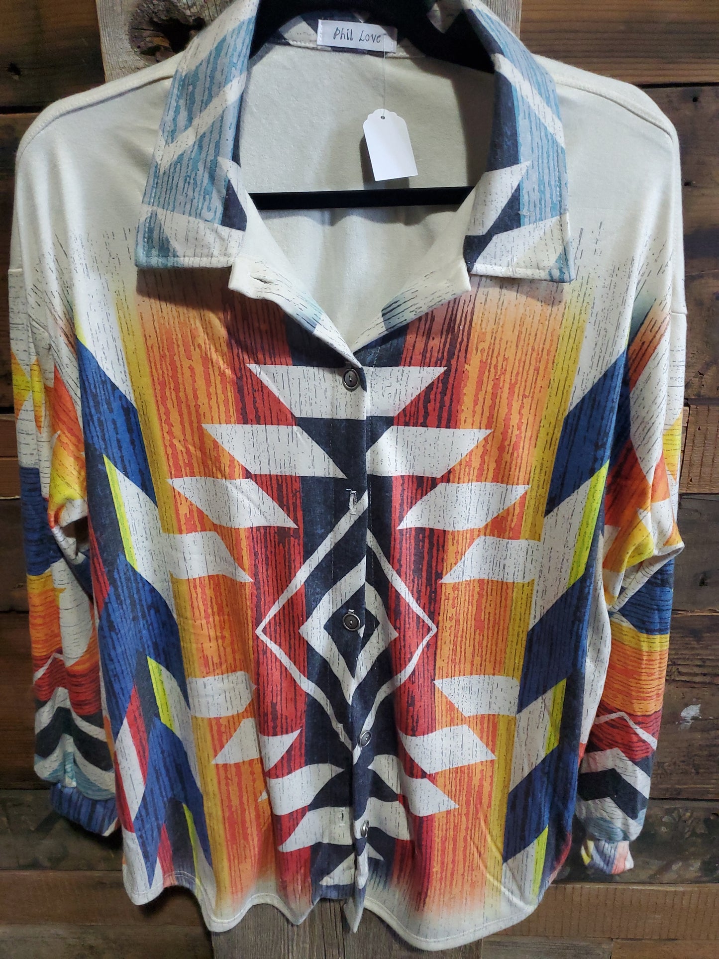 Aztec Cara Shirt Button Cardigan