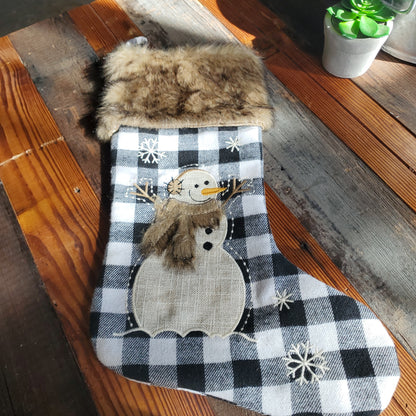 Plaid Fur Christmas Stockings
