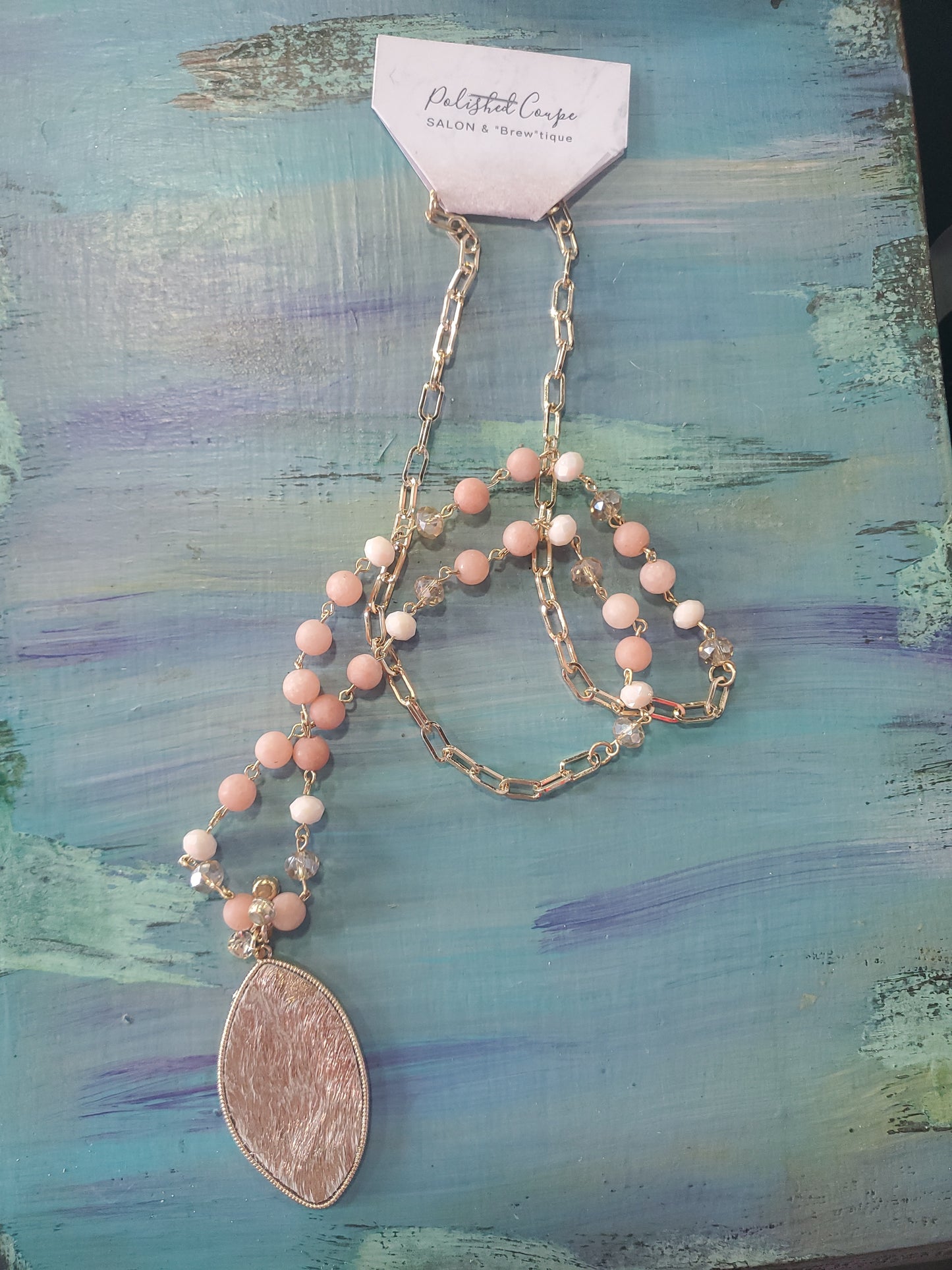 Rose Gold Pendant Beaded Necklace