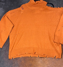 Distressed Cold Shoulder Sweater