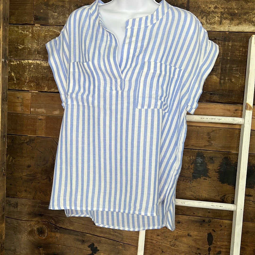 Linen Thick Striped Top